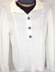 Leo & Nicole Cable Knit Sweater Size M White